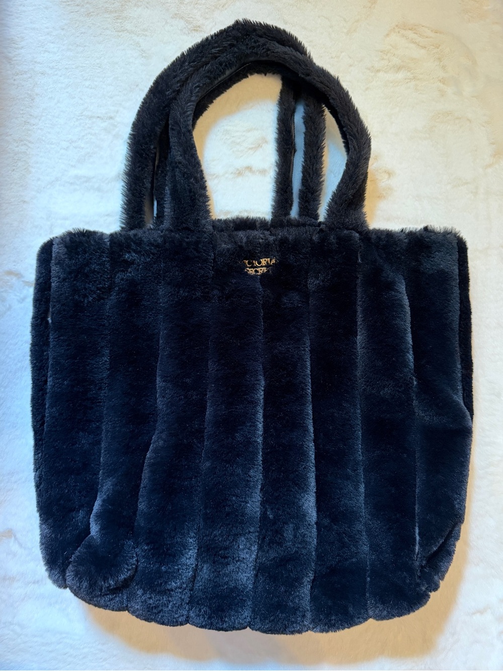 Victoria's Secret Plush Faux Fur Tote - Black